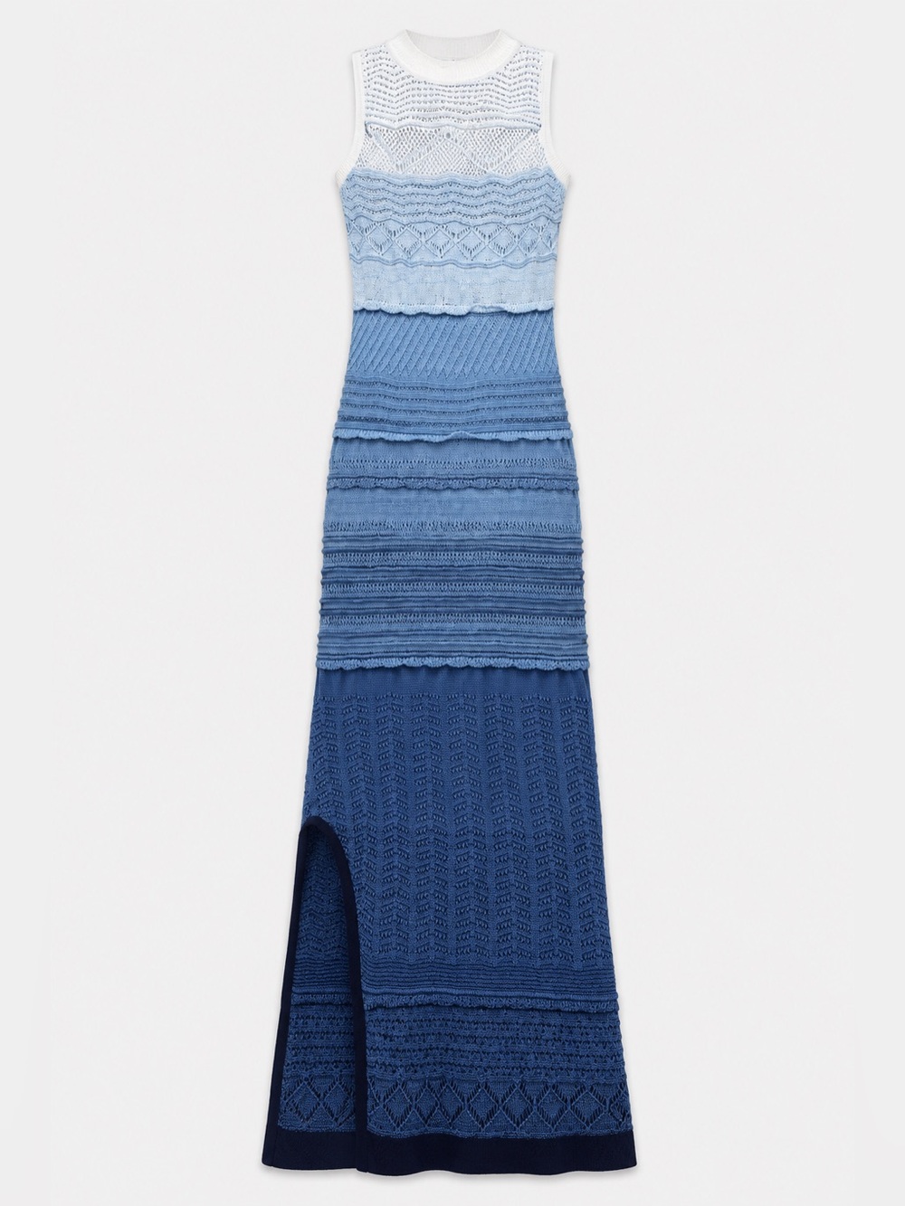 Tony by Ronny Kobo Ombré Crochet Knit Sleeveless Maxi Dress Blue Size M - Picture 2 of 10
